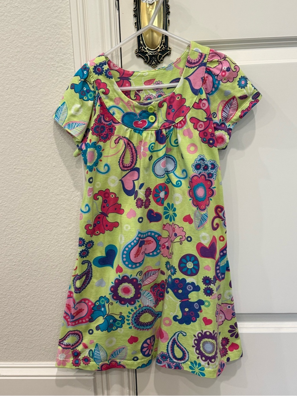 Girls Hanna Andersson Groovy Hearts Paisley Dress Size 5